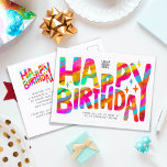 Logo Colourful Fun Crayon Handwritten Birthday Postcard<br><div class="desc">Customise this fun horizontal modern colourful bold warm and kind Business Happy Birthday Greeting Card featuring big wax rayon style multicolor rainbow handwritten fonts on a white background. Colours in this design are red, orange, yellow, pink, blue, green. Change the "your logo here" image with your logo. Don’t forget to...</div>