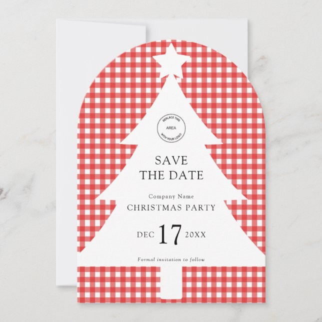 Logo Company Christmas Tree Party Save the Date Invitation (Front)