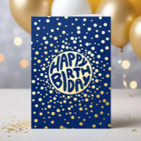 Logo Confetti Blue Business Gold Happy Birthday