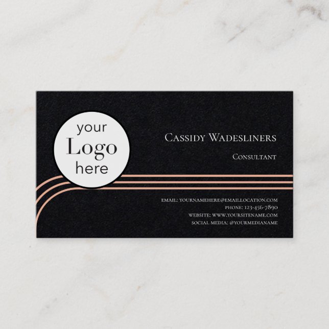 Logo Consultant Orange Black Business Card (Front)