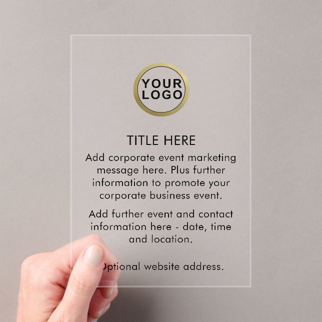 Logo Corporate Business Event Marketing Acrylic Invitations (Insitu (Handheld))
