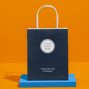 Logo Corporate Company Blue Minimalist Medium Gift Bag