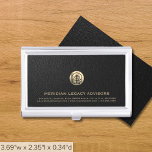 Logo Corporate Company Luxury Business Card Holder<br><div class="desc">A luxurious custom business template in a modern style that can easily be updated with your company logo and text. Designed with a brushed gold seal logo,  you can customise by changing the text and image using the fields provided. A branded design for promotion and networking.</div>