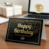 Logo Corporate Elegant Black Gold Happy Birthday