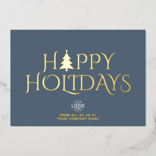 Logo Corporate Elegant Dusty Blue Christmas Happy