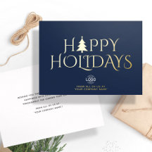 Logo Corporate Elegant Navy Blue Christmas Happy