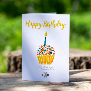 Logo Corporate Simple Colourful Cupcake Birthday Card