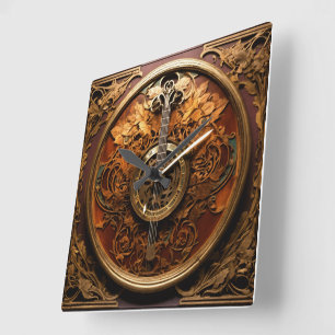 Logo country music metal, leather boots, wire, orn square wall clock