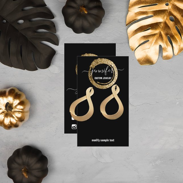 Logo Custom Jewellery Card Social Media Black Gold (Logo Custom Jewelry Card Social Media Black Golden)