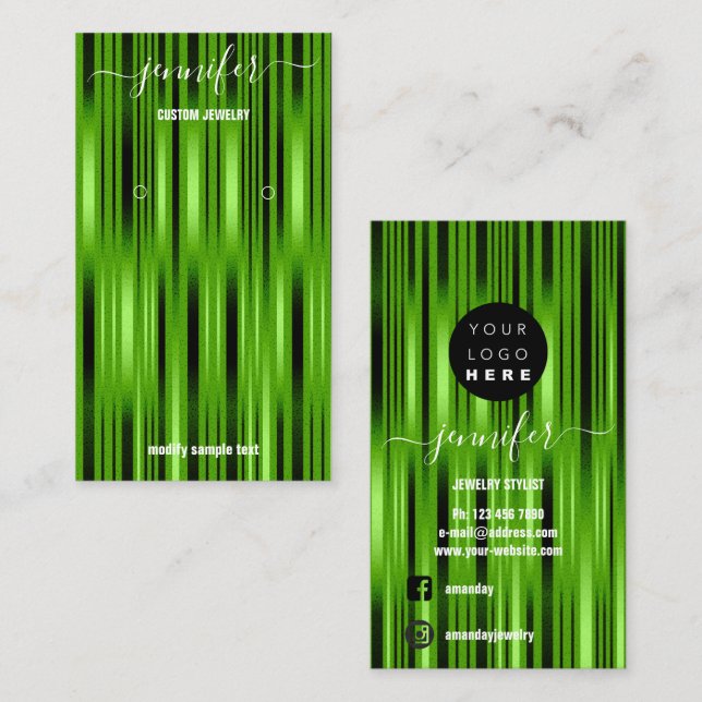 Logo Custom Jewellery Card Social Media Green (Front/Back)