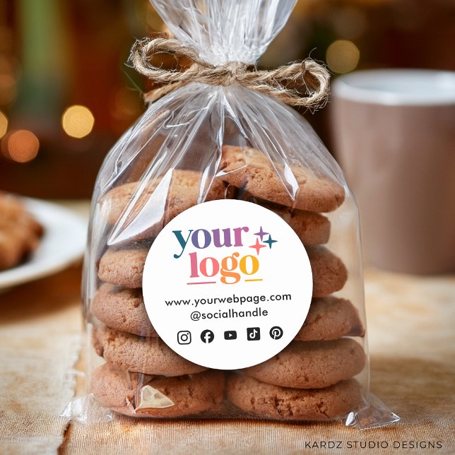 Logo Custom Social Media Icons Sticker (3 inch sticker shown, personalize and choose size before checkout.)