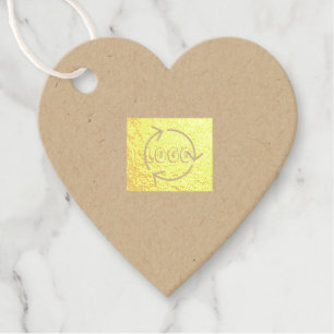 Logo Custom Text Heart Gold Foil Favour Tag
