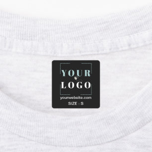 Logo Custom Text Website Garment Size Square Black