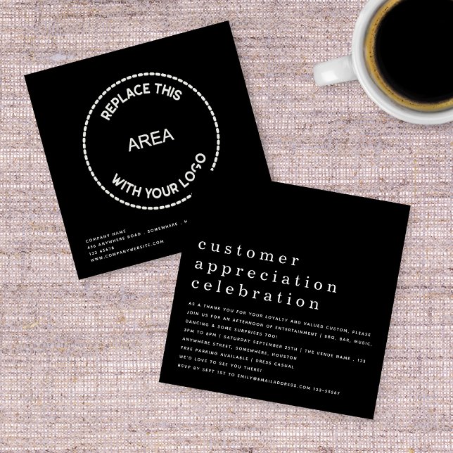 Logo Customer Appreciation Day Business Black Invitation (Creator Uploaded)
