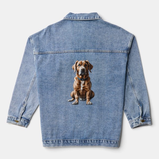 logo design t-shirt dog denim jacket (Back)