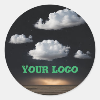 Logo design with cloud classic round sticker