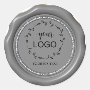 *~* LOGO Diamond Circle SILVER Wax Seal Stickers