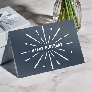 Logo Dusty Blue Simple Corporate Birthday Card