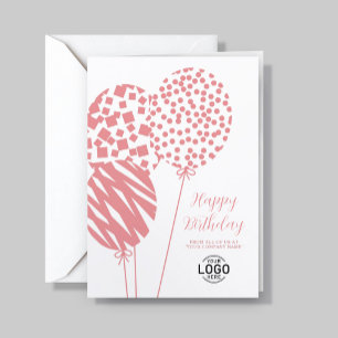 Logo Dusty Rose Balloons Corporate Birthday Card