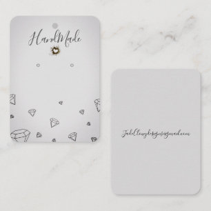 Logo Earring Display Card Grey Calligraphy