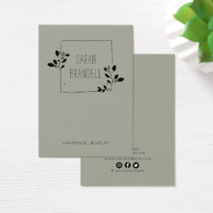 Logo Earring Display Card • Sketched Floral Frame