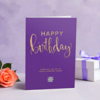 Logo Elegant Faux Gold Sleek Purple Happy Birthday