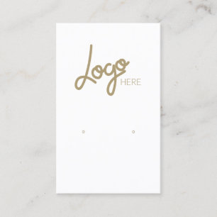Logo Elegant Gold White Jewellery Earring Display Business Card