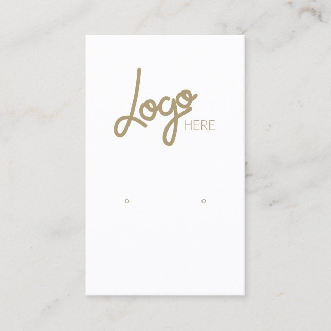 Logo Elegant Gold White Jewellery Earring Display Business Card (Front)