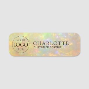 Logo   Elegant Opal Stone Texture Employee/ Staff Name Tag