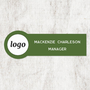 Logo Employee Staff Forest Green Business Name Tag