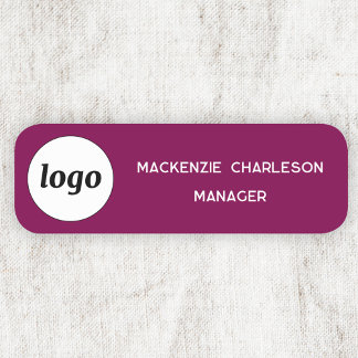 Logo Employee Staff Magenta Pink Business Name Tag
