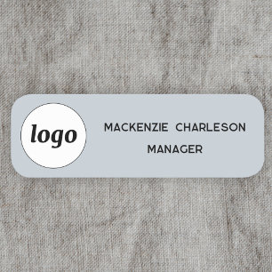 Logo Employee Staff Powder Blue Business Name Tag