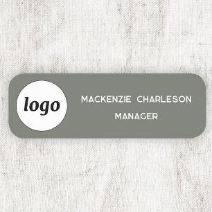 Logo Employee Staff Sage Green Business Name Tag