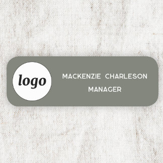 Logo Employee Staff Sage Green Business Name Tag