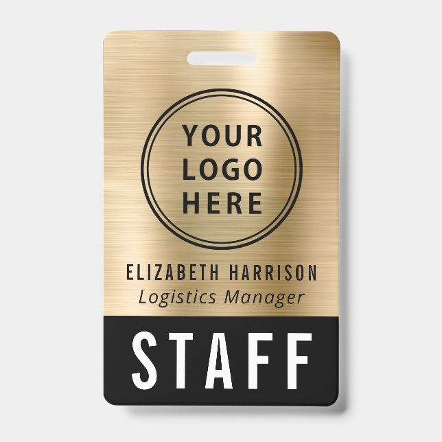 Logo Event Staff Employee Gold Identification ID Badge (Front)