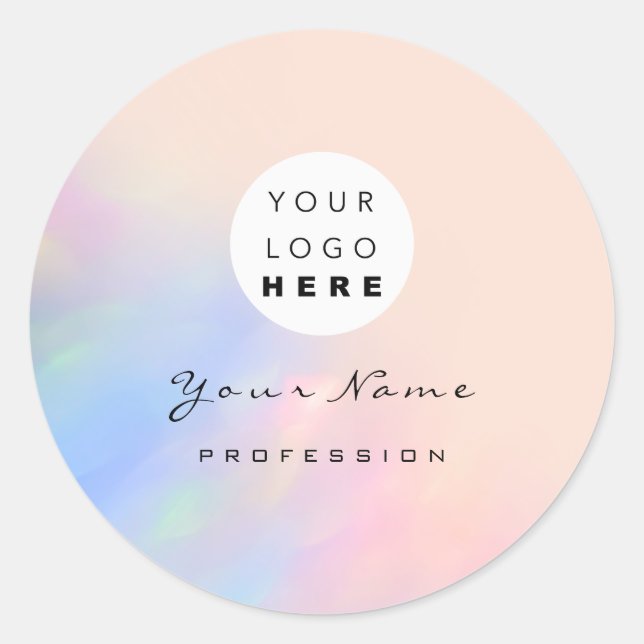 Logo Eyelash Makeup Hair Nails Holograph Rose Busi Classic Round Sticker (Front)