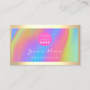 Logo Eyelash Makeup Hair Nails Holograph Unicorn Business Card