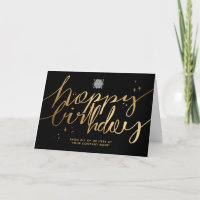 Logo Faux Gold Hand Script Birthday Black