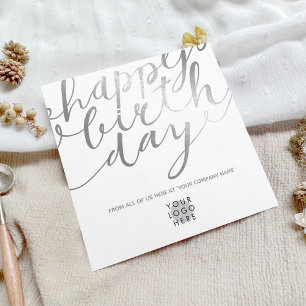 Logo Faux Silver Foil Script Lettering Birthday Card