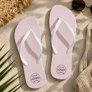 Logo Flip Flops Pink Branded Pool Beach Shoes