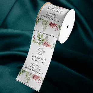 Logo Floral Custom Business Garment Care Clothing Satin Ribbon