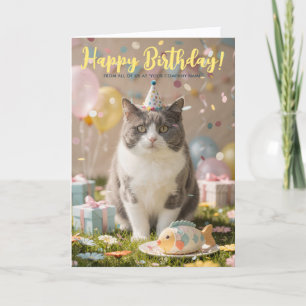 Logo Fun Cute Corporate Cat Kitty Birthday Card