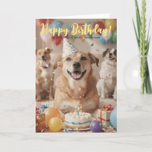 Logo Fun Cute Puppy Dog Corporate Birthday Card