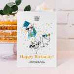 Logo Fun Funny Pet Animals Cute Business Birthday Card<br><div class="desc">Step into the whimsical world of celebration with our Customisable Fun Business Birthday Card! Picture this: a hilarious scene where a clever pup defies gravity with a handstand, while his feathery friend balances a birthday bloom just for you! But wait, there's more! Nestled on the paw of our acrobatic canine...</div>