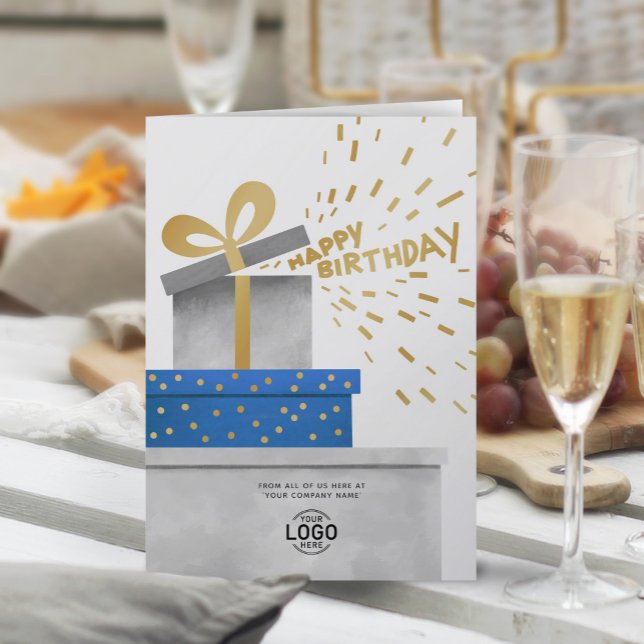 Logo Fun Gifts Grey Boxes Happy Birthday  Card (Creator Uploaded)