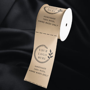 Logo Garment Care Clothing Labels Sand Black Satin Ribbon