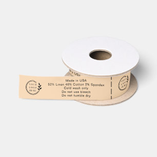 Logo Garment Care Clothing Labels Sand Black Satin Ribbon