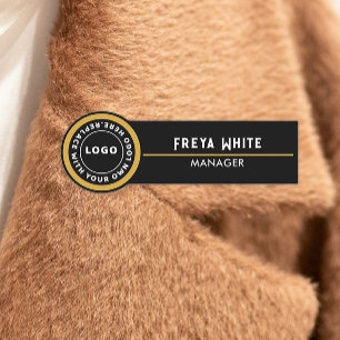 Logo, Gold Accent, Black Name Tag