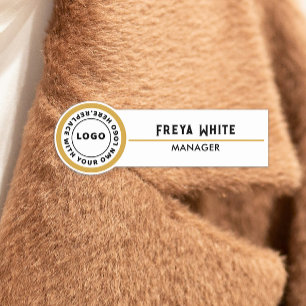 Logo, Gold Accent, White Name Tag