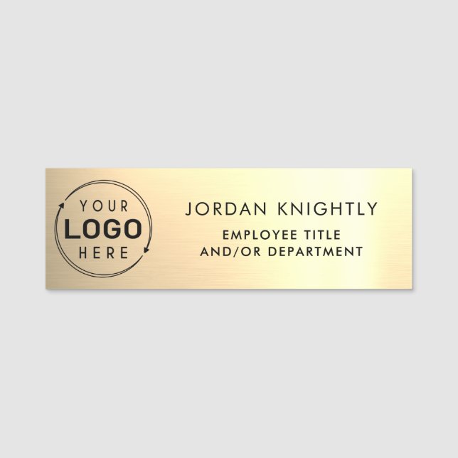 Logo Gold Faux Metallic Plastic Name Tag (Front)